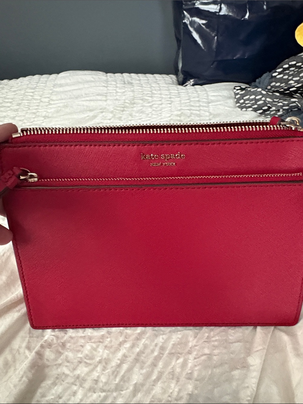 kate spade bright red leather zip-top crossbody Brand New